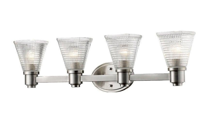 Steel with Patterned Clear Glass Shade Vanity Light - LV LIGHTING