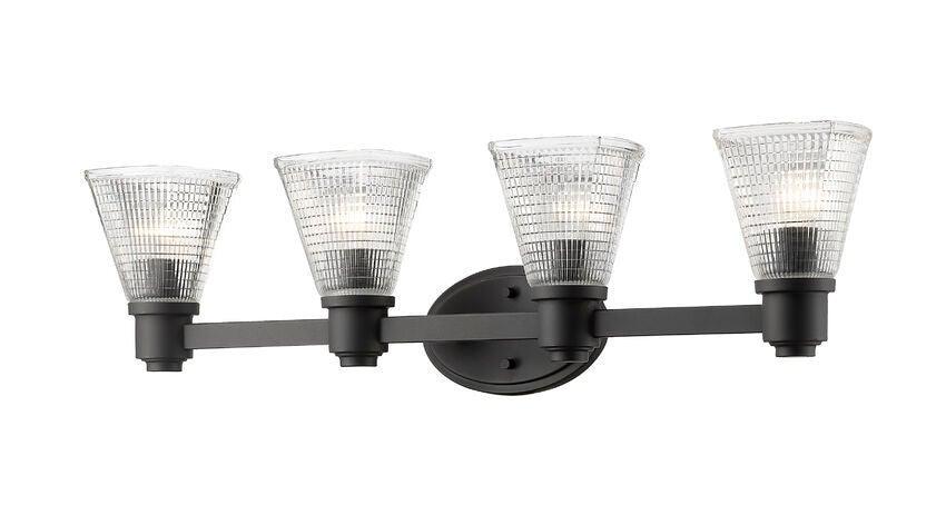 Steel with Patterned Clear Glass Shade Vanity Light - LV LIGHTING