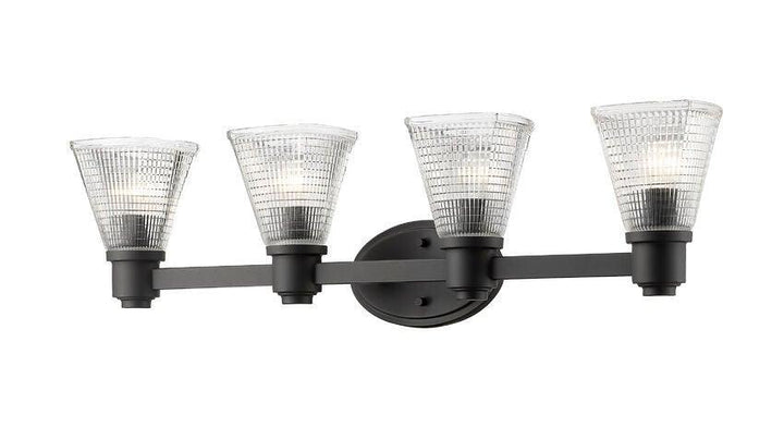 Steel with Patterned Clear Glass Shade Vanity Light - LV LIGHTING