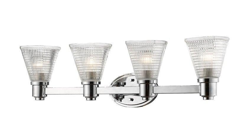 Steel with Patterned Clear Glass Shade Vanity Light - LV LIGHTING
