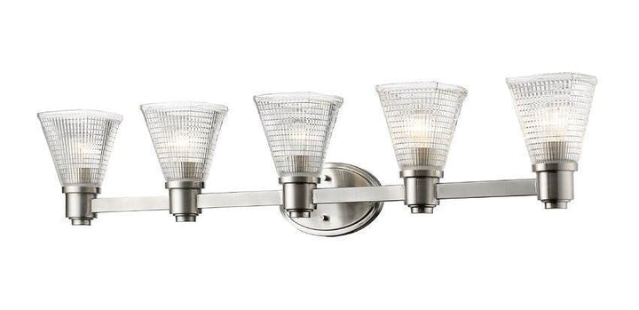 Steel with Patterned Clear Glass Shade Vanity Light - LV LIGHTING