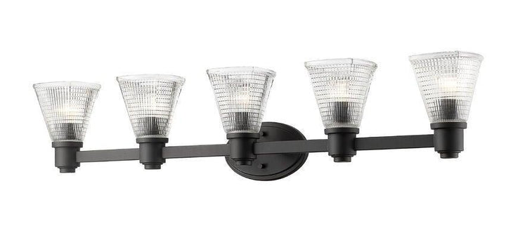 Steel with Patterned Clear Glass Shade Vanity Light - LV LIGHTING