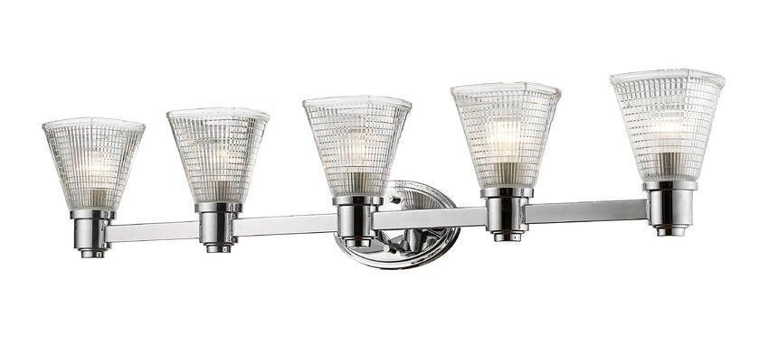 Steel with Patterned Clear Glass Shade Vanity Light - LV LIGHTING
