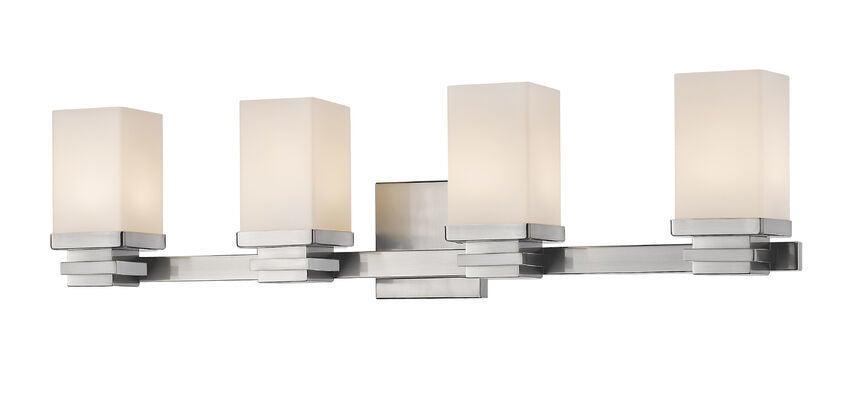 LED Steel with Rectangle Matte Opal Glass Shade Vanity Light - LV LIGHTING
