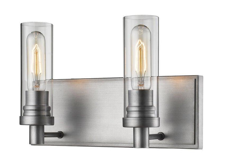 Oil Silver with Cylindrical Clear Glass Shade Vanity Light - LV LIGHTING