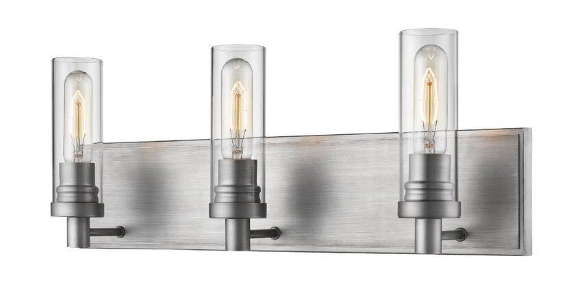 Oil Silver with Cylindrical Clear Glass Shade Vanity Light - LV LIGHTING