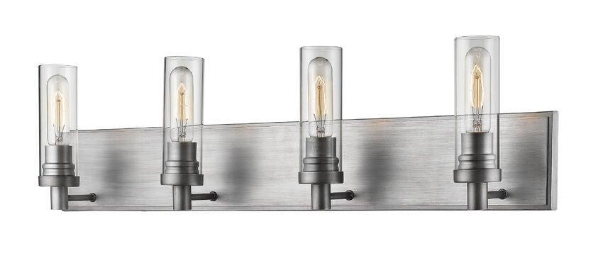 Oil Silver with Cylindrical Clear Glass Shade Vanity Light - LV LIGHTING