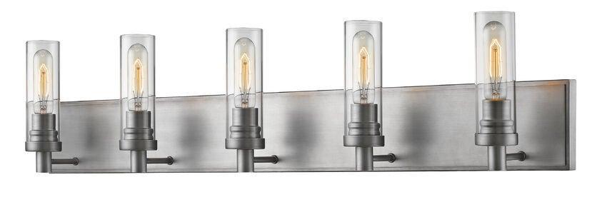Oil Silver with Cylindrical Clear Glass Shade Vanity Light - LV LIGHTING