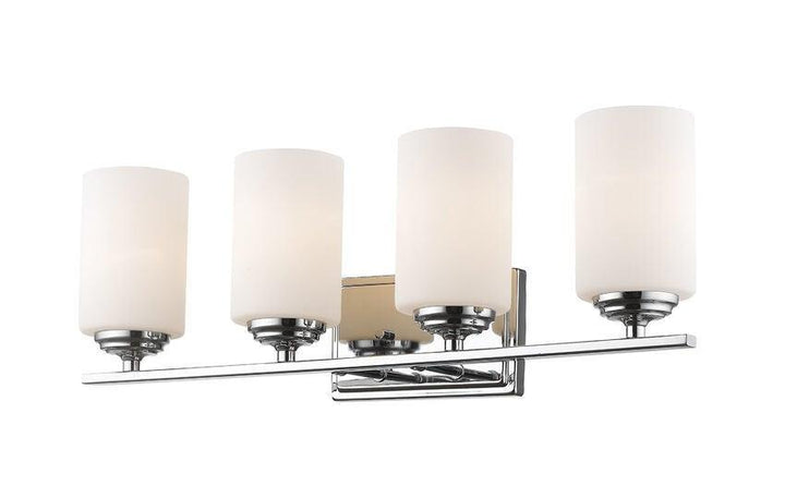 Steel with Cylindrical Matte Opal Glass Shade Vanity Light - LV LIGHTING