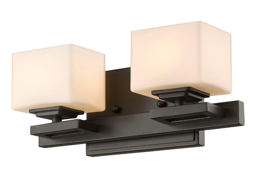 Steel with Box Matte Opal Glass Shade Vanity Light - LV LIGHTING