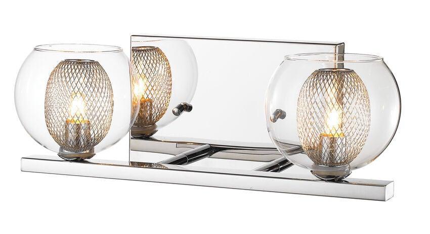 Chrome with Clear Glass and Mesh Shade Vanity Light - LV LIGHTING