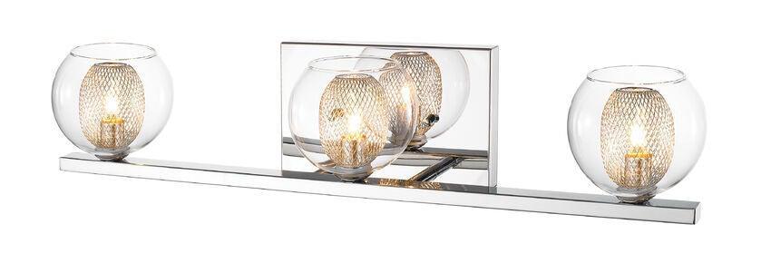 Chrome with Clear Glass and Mesh Shade Vanity Light - LV LIGHTING