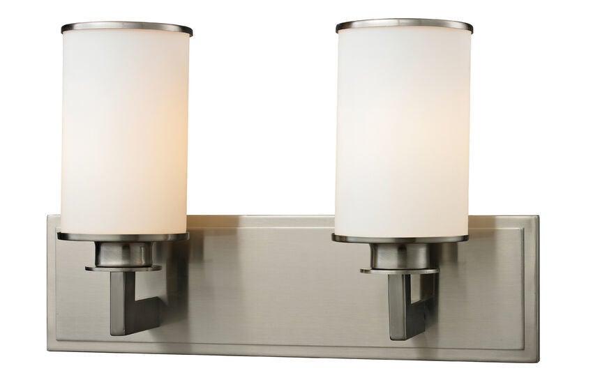 Steel with Cylindrical Matte Opal Glass Shade Vanity Light - LV LIGHTING