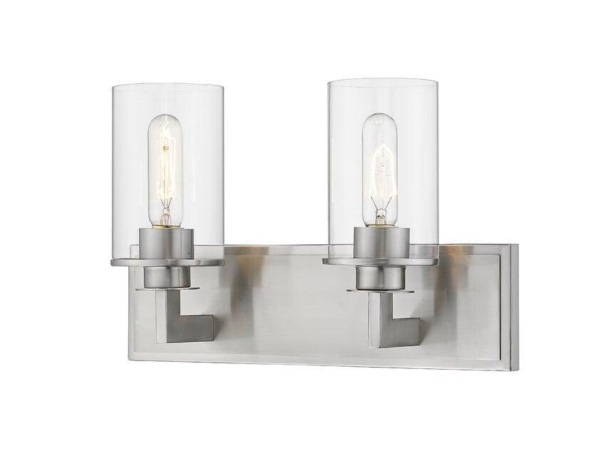 Steel with Clear Cylindrical Glass Shade Vanity Light - LV LIGHTING