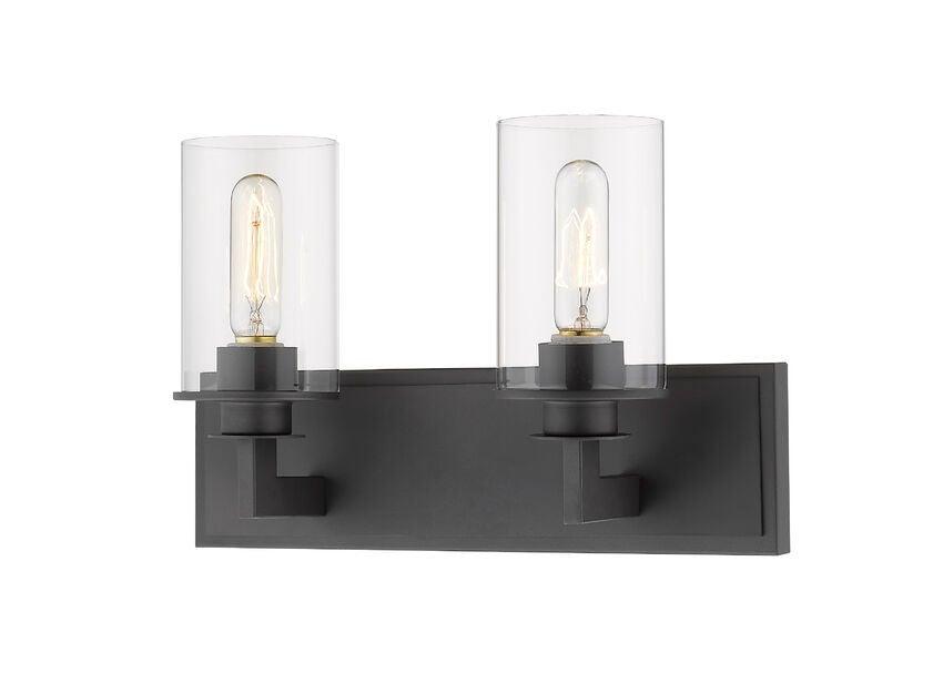 Steel with Clear Cylindrical Glass Shade Vanity Light - LV LIGHTING