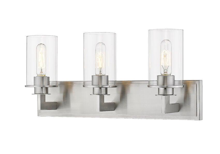 Steel with Clear Cylindrical Glass Shade Vanity Light - LV LIGHTING