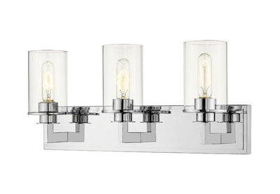 Steel with Clear Cylindrical Glass Shade Vanity Light - LV LIGHTING