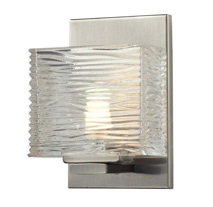 Steel with Horizontal Textured Clear Glass Shade Vanity Light - LV LIGHTING