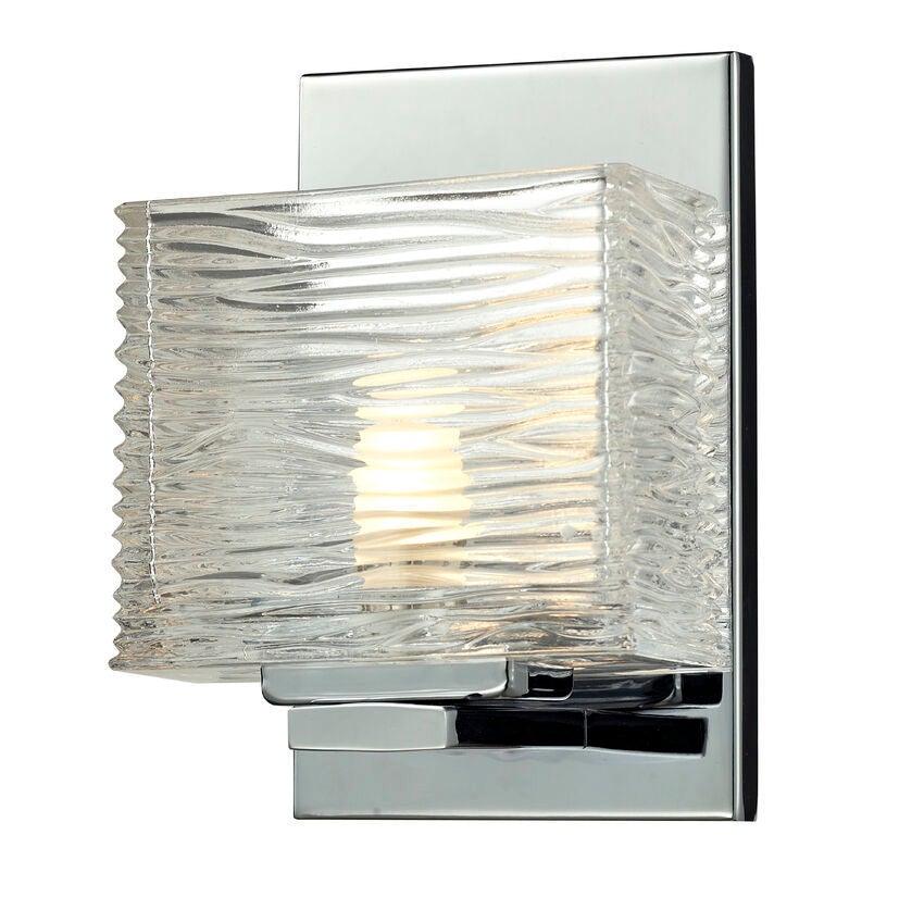 Steel with Horizontal Textured Clear Glass Shade Vanity Light - LV LIGHTING