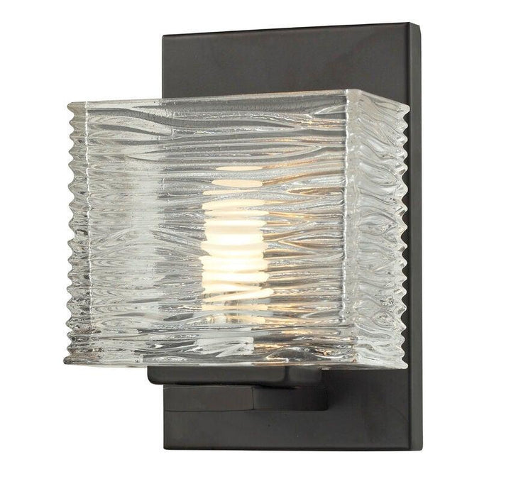Steel with Horizontal Textured Clear Glass Shade Vanity Light - LV LIGHTING