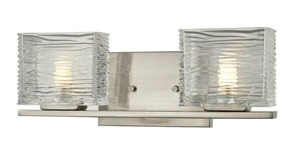 Steel with Horizontal Textured Clear Glass Shade Vanity Light - LV LIGHTING