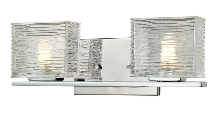 Steel with Horizontal Textured Clear Glass Shade Vanity Light - LV LIGHTING
