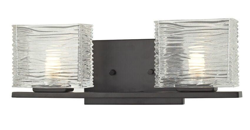 Steel with Horizontal Textured Clear Glass Shade Vanity Light - LV LIGHTING