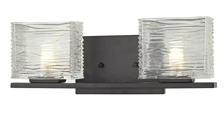 Steel with Horizontal Textured Clear Glass Shade Vanity Light - LV LIGHTING
