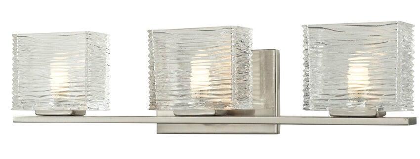 Steel with Horizontal Textured Clear Glass Shade Vanity Light - LV LIGHTING