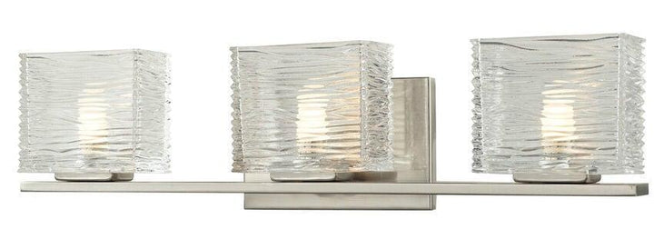 Steel with Horizontal Textured Clear Glass Shade Vanity Light - LV LIGHTING