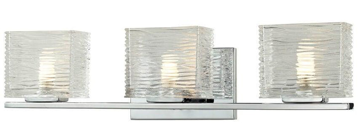Steel with Horizontal Textured Clear Glass Shade Vanity Light - LV LIGHTING