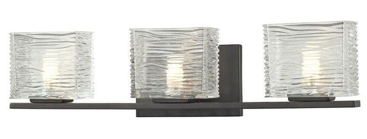 Steel with Horizontal Textured Clear Glass Shade Vanity Light - LV LIGHTING