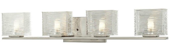 Steel with Horizontal Textured Clear Glass Shade Vanity Light - LV LIGHTING