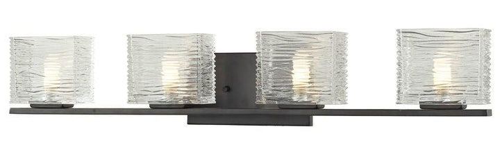 Steel with Horizontal Textured Clear Glass Shade Vanity Light - LV LIGHTING