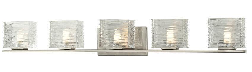 Steel with Horizontal Textured Clear Glass Shade Vanity Light - LV LIGHTING