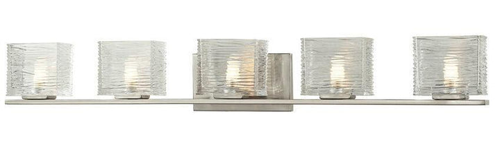 Steel with Horizontal Textured Clear Glass Shade Vanity Light - LV LIGHTING