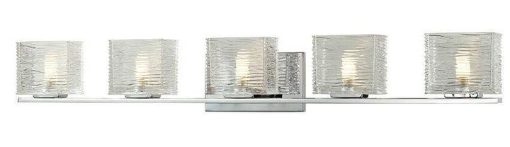 Steel with Horizontal Textured Clear Glass Shade Vanity Light - LV LIGHTING