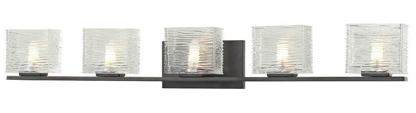 Steel with Horizontal Textured Clear Glass Shade Vanity Light - LV LIGHTING