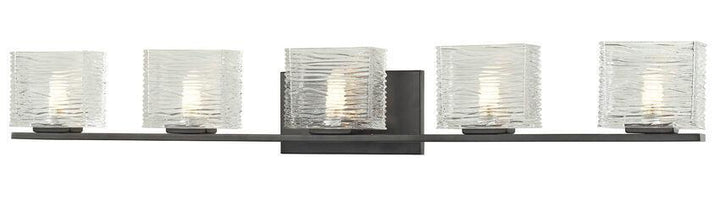 Steel with Horizontal Textured Clear Glass Shade Vanity Light - LV LIGHTING