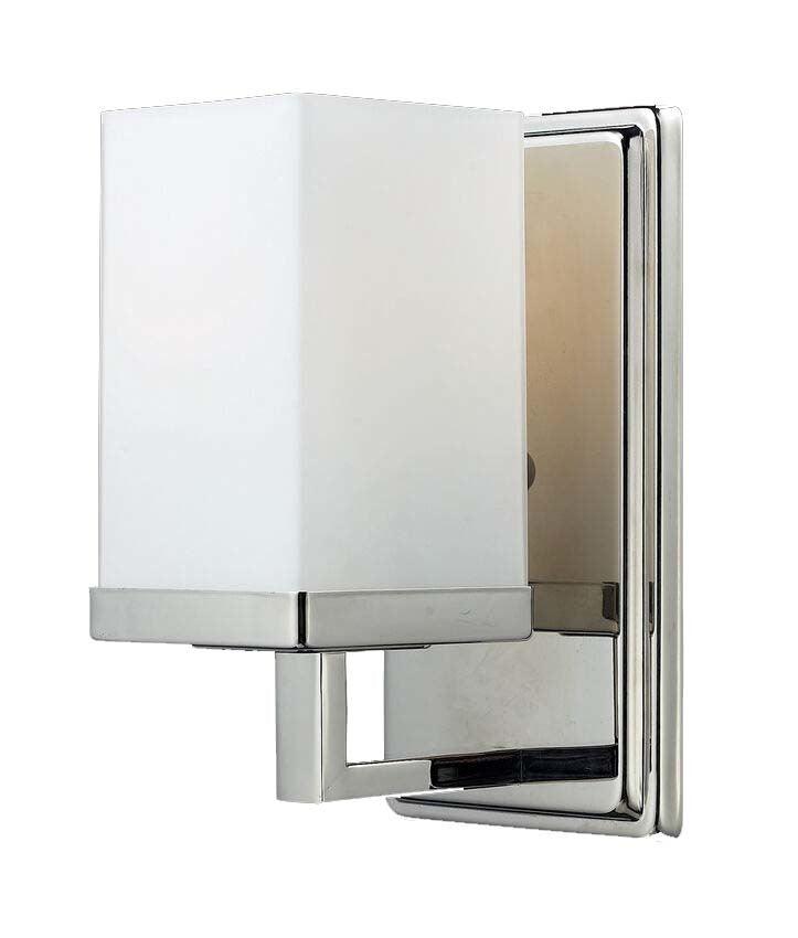 Steel with Boxy Matte Opal Glass Shade Vanity Light - LV LIGHTING