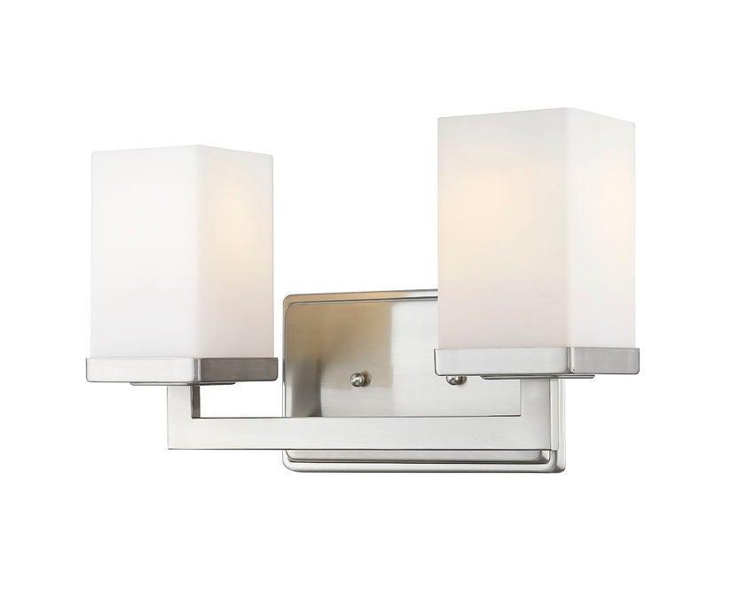 Steel with Boxy Matte Opal Glass Shade Vanity Light - LV LIGHTING