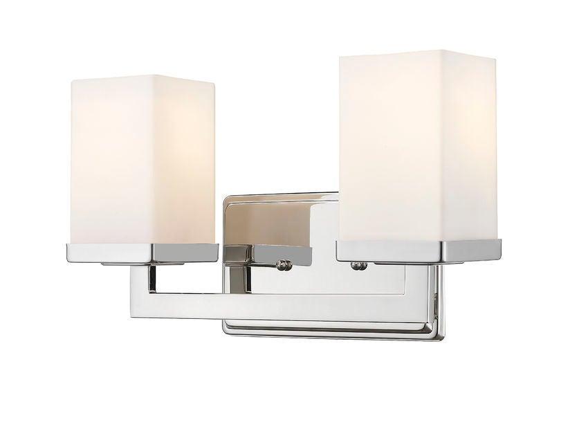 Steel with Boxy Matte Opal Glass Shade Vanity Light - LV LIGHTING