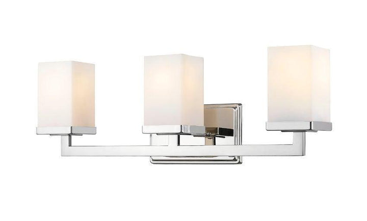 Steel with Boxy Matte Opal Glass Shade Vanity Light - LV LIGHTING
