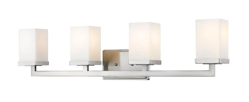 Steel with Boxy Matte Opal Glass Shade Vanity Light - LV LIGHTING
