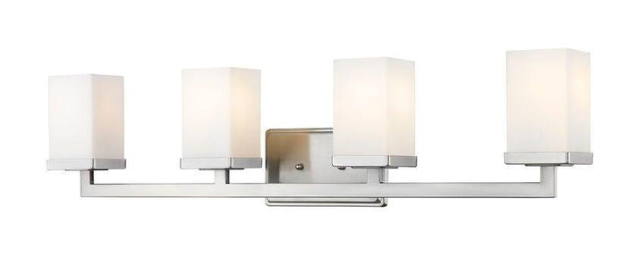 Steel with Boxy Matte Opal Glass Shade Vanity Light - LV LIGHTING