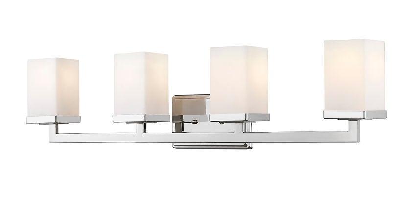 Steel with Boxy Matte Opal Glass Shade Vanity Light - LV LIGHTING
