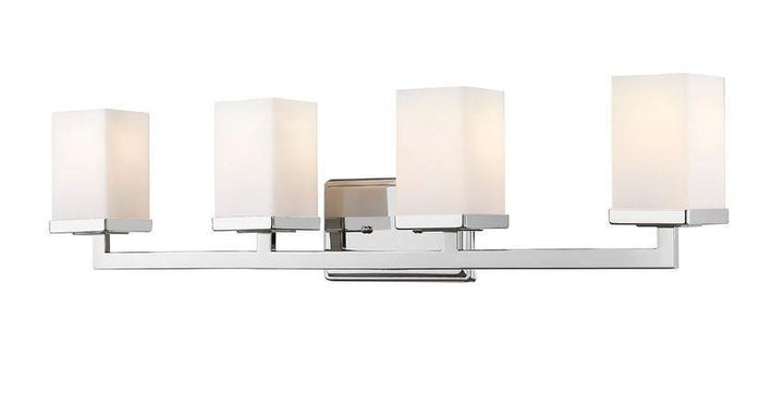 Steel with Boxy Matte Opal Glass Shade Vanity Light - LV LIGHTING