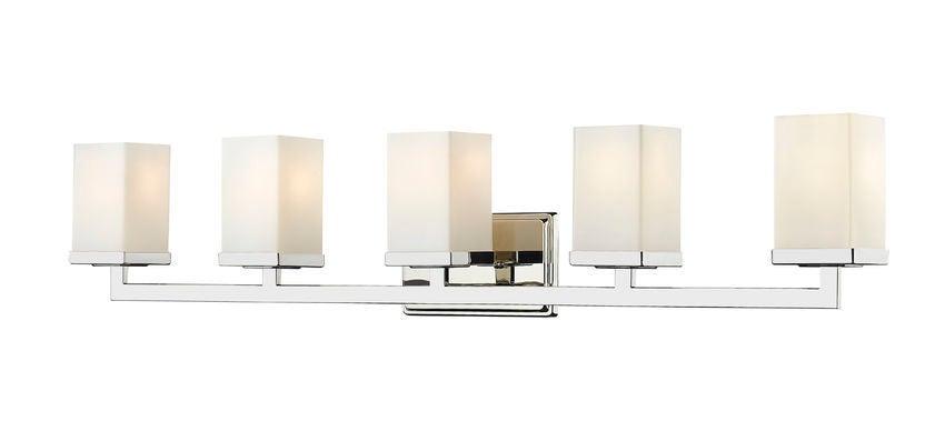Steel with Boxy Matte Opal Glass Shade Vanity Light - LV LIGHTING