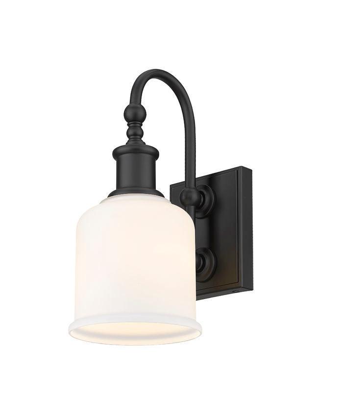 Steel Curved Arm with Glass Shade Single Light Wall Sconce - LV LIGHTING