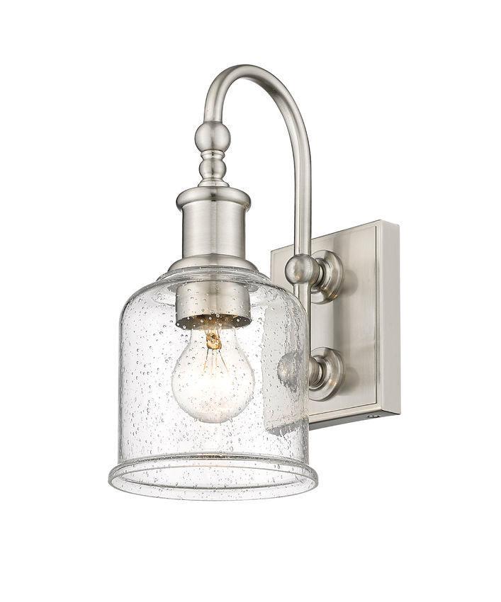 Steel Curved Arm with Glass Shade Single Light Wall Sconce - LV LIGHTING